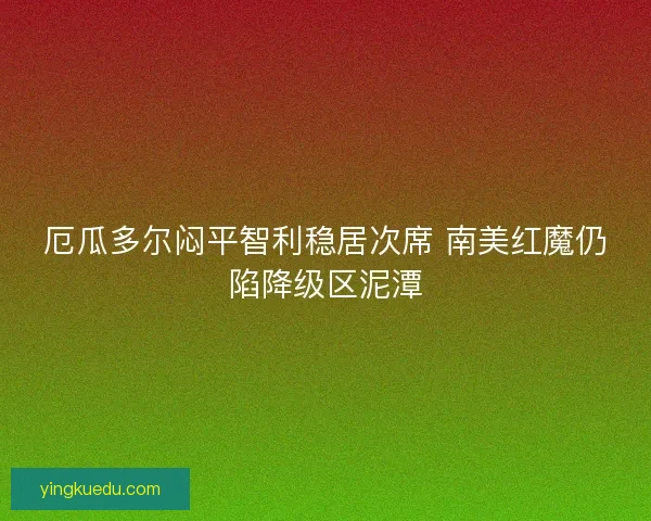 厄瓜多尔闷平智利稳居次席 南美红魔仍陷降级区泥潭 厄瓜多尔闷平智利稳居次席 南美红魔仍陷降级区泥潭